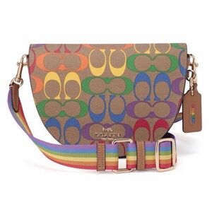 Coach Burgundy Suede Interior Shoulder Bag with Rainbow Logo